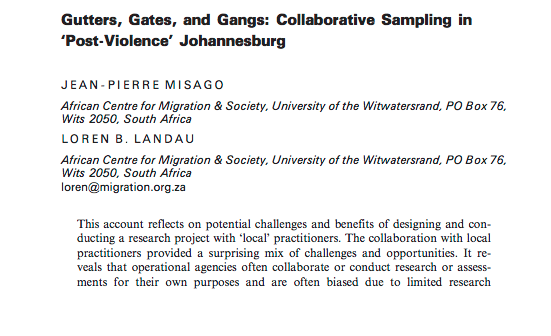 Gutters, Gates, and Gangs: Collaborative Sampling in ‘Post-Violence’ Johannesburg