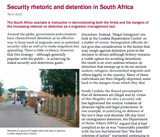 Detention as an Instrument of Control: Security Rhetoric and the Legitimization of Illegality in South Africa