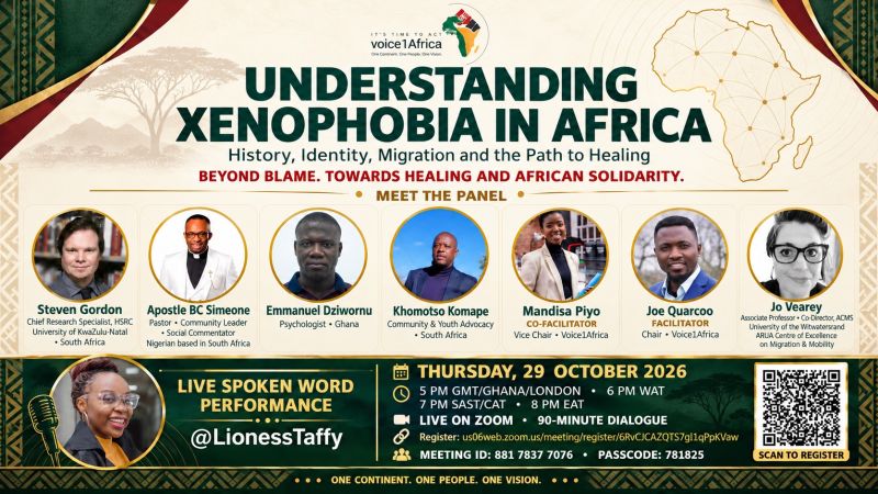 Understanding Xenophobia in Africa: History, Identity, Migration and the Path to Healing – 29 October 2026